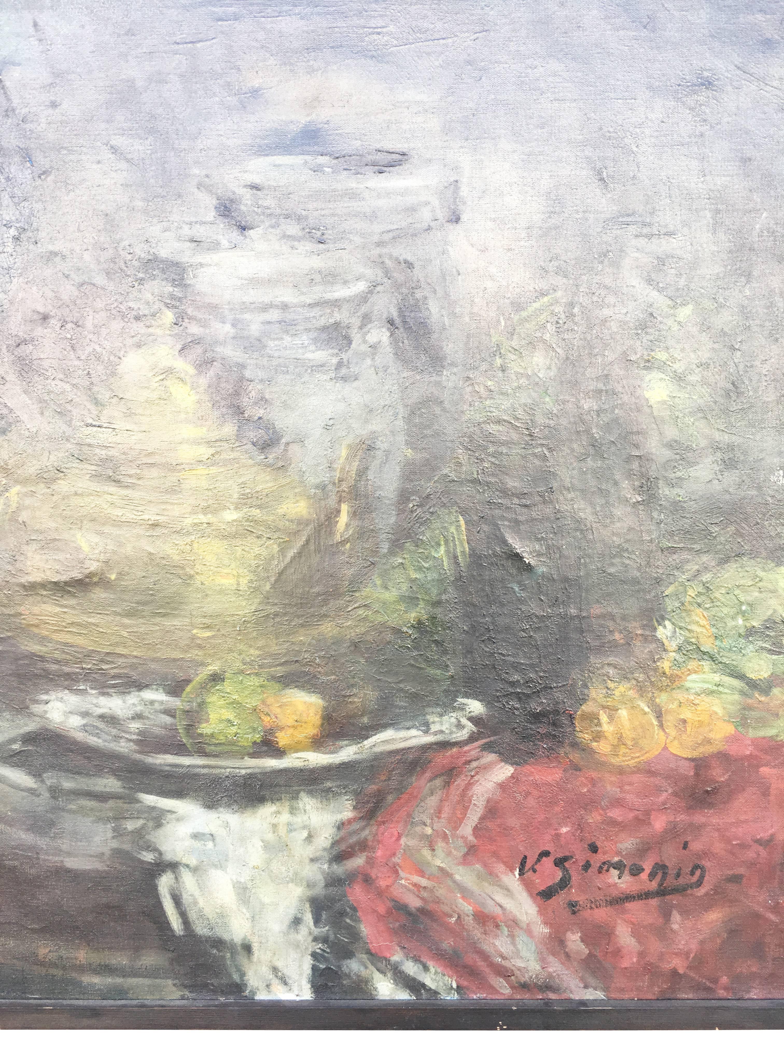 Early 20th Century Large French Still Life Painting