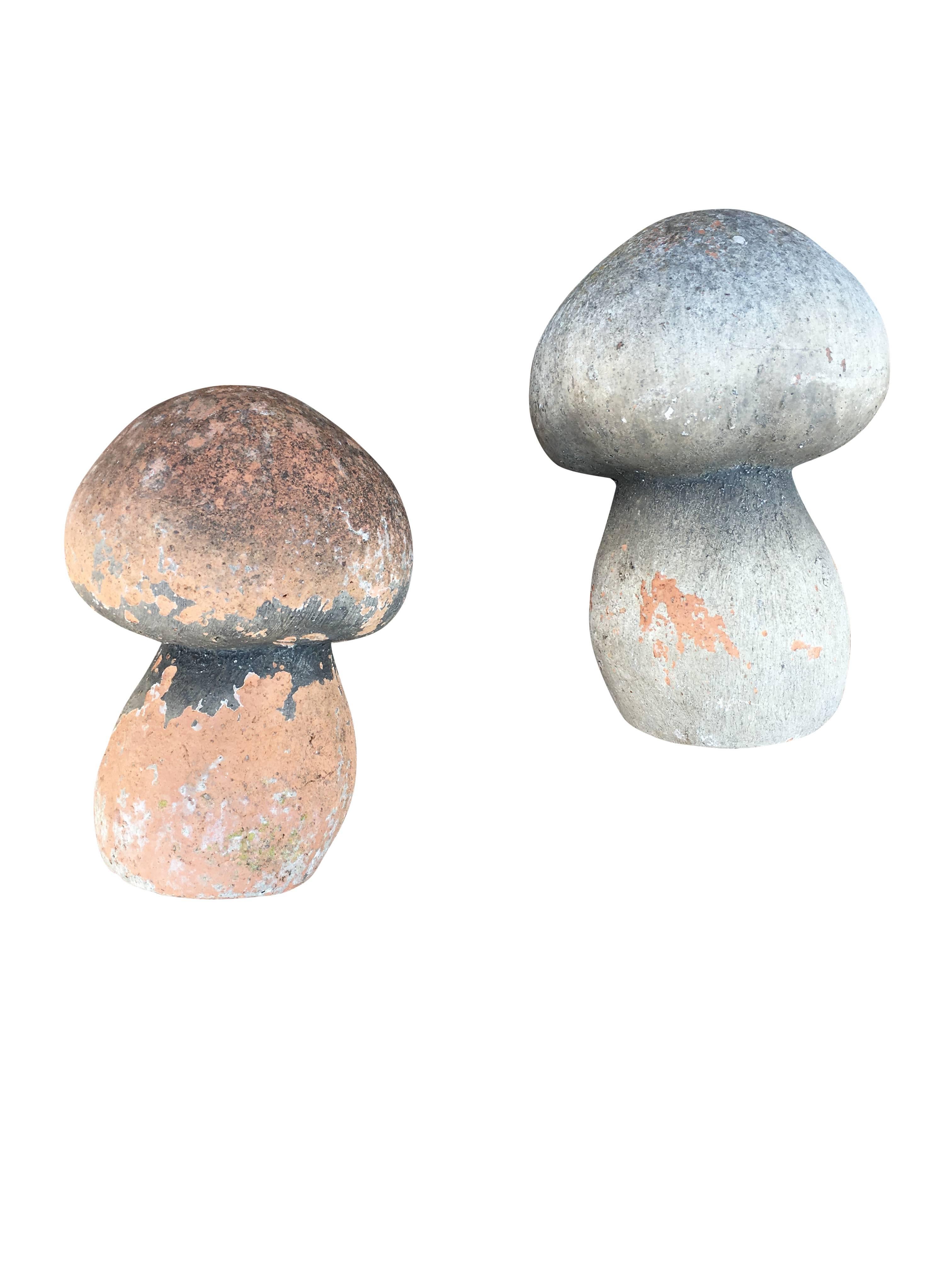 Pair of Terra-Cotta Mushrooms In Good Condition In Nashville, TN