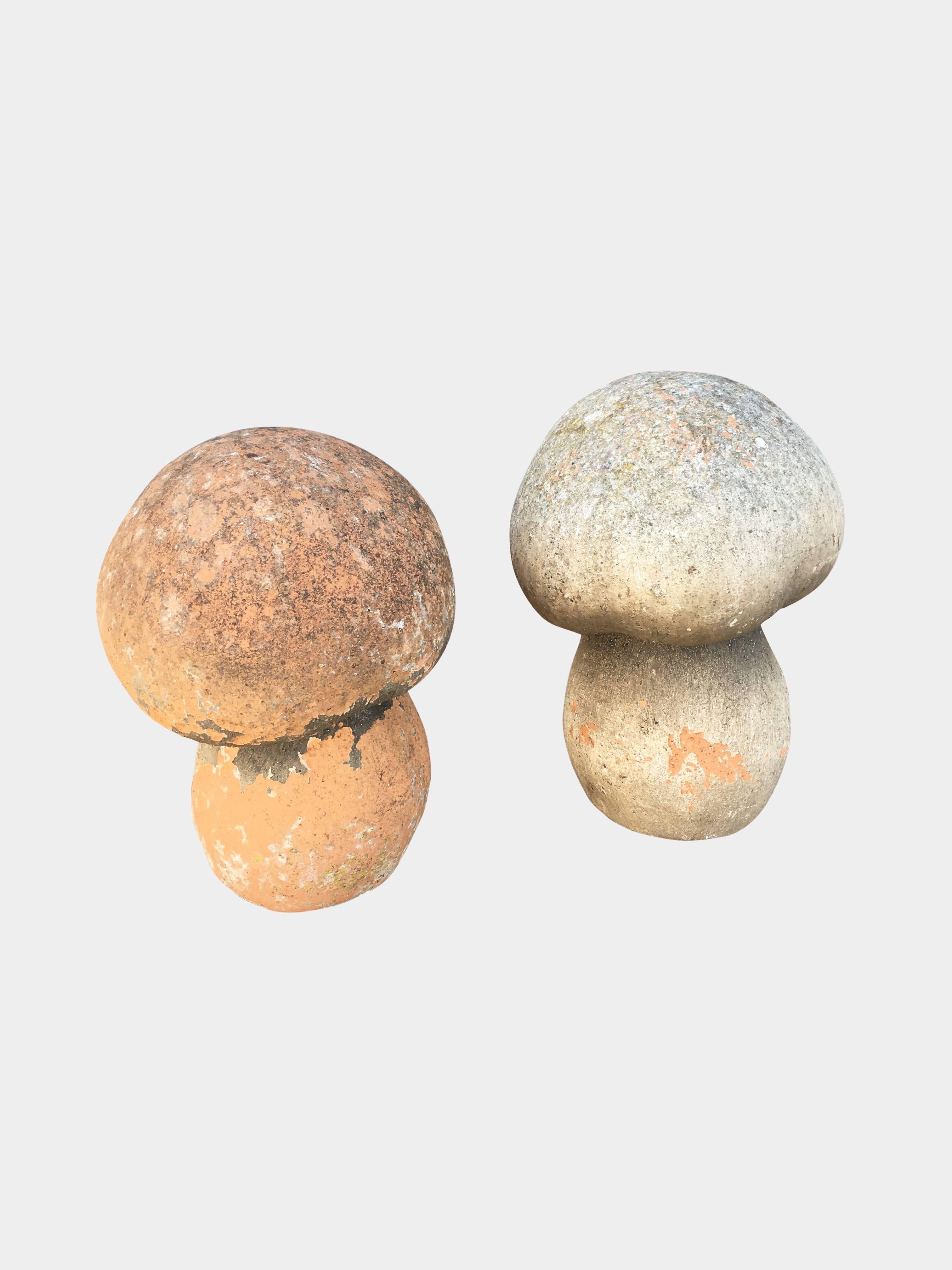 Pair of Terra-Cotta Mushrooms 1