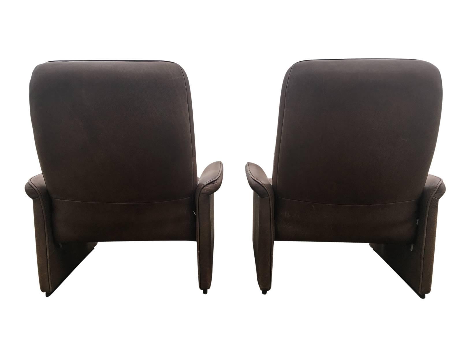 Pair of Leather Lounge Chairs Manufactured by De Sede, Switzerland 3