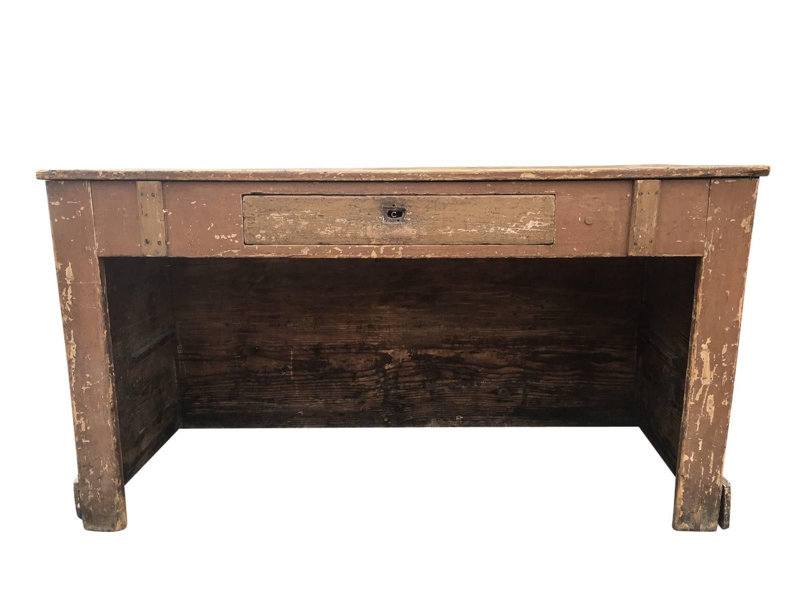 Primitive Belgian Shop Counter with Drawer, circa 1940 4