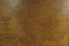 Large Framed School Map of France Drawn and Produced by Andre Lesot, Paris