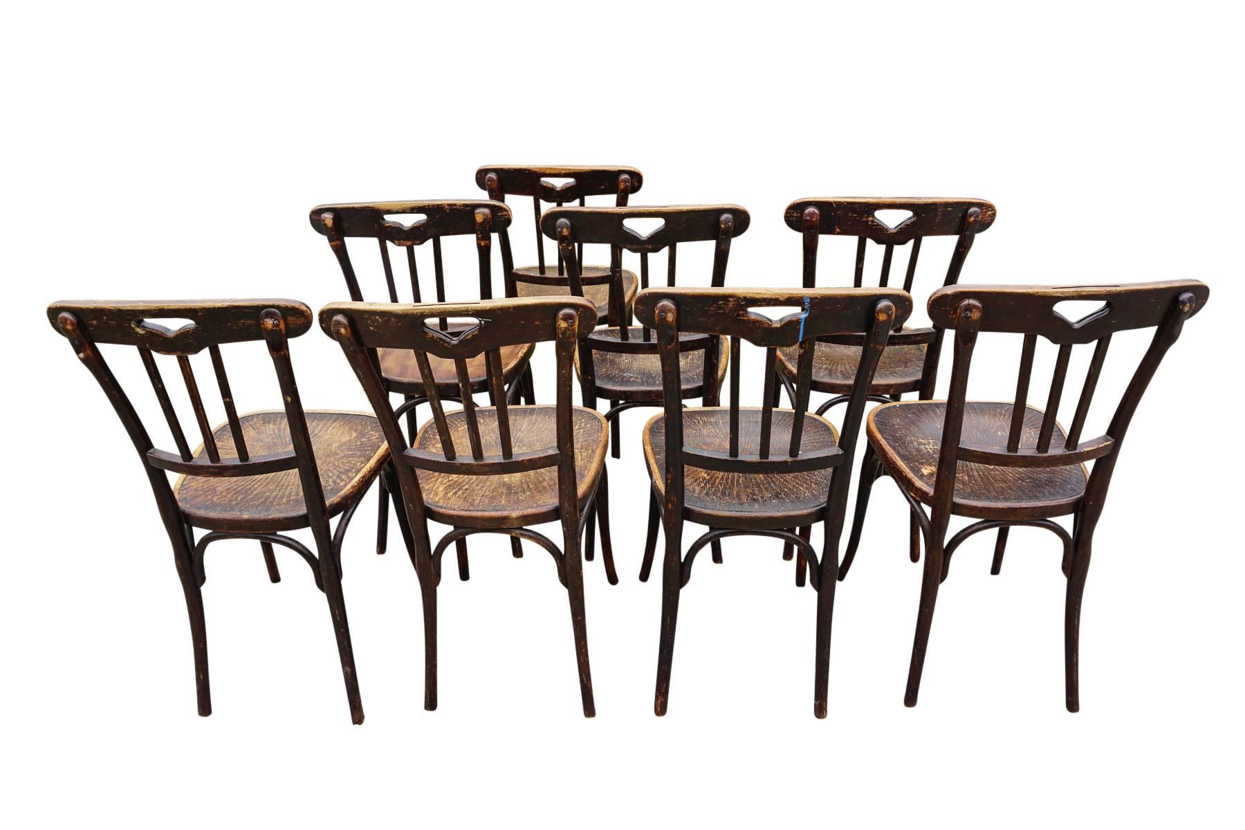 Eight Bistro Chairs from a Theatre, Manufactured by J & J Kohn, Austria 1