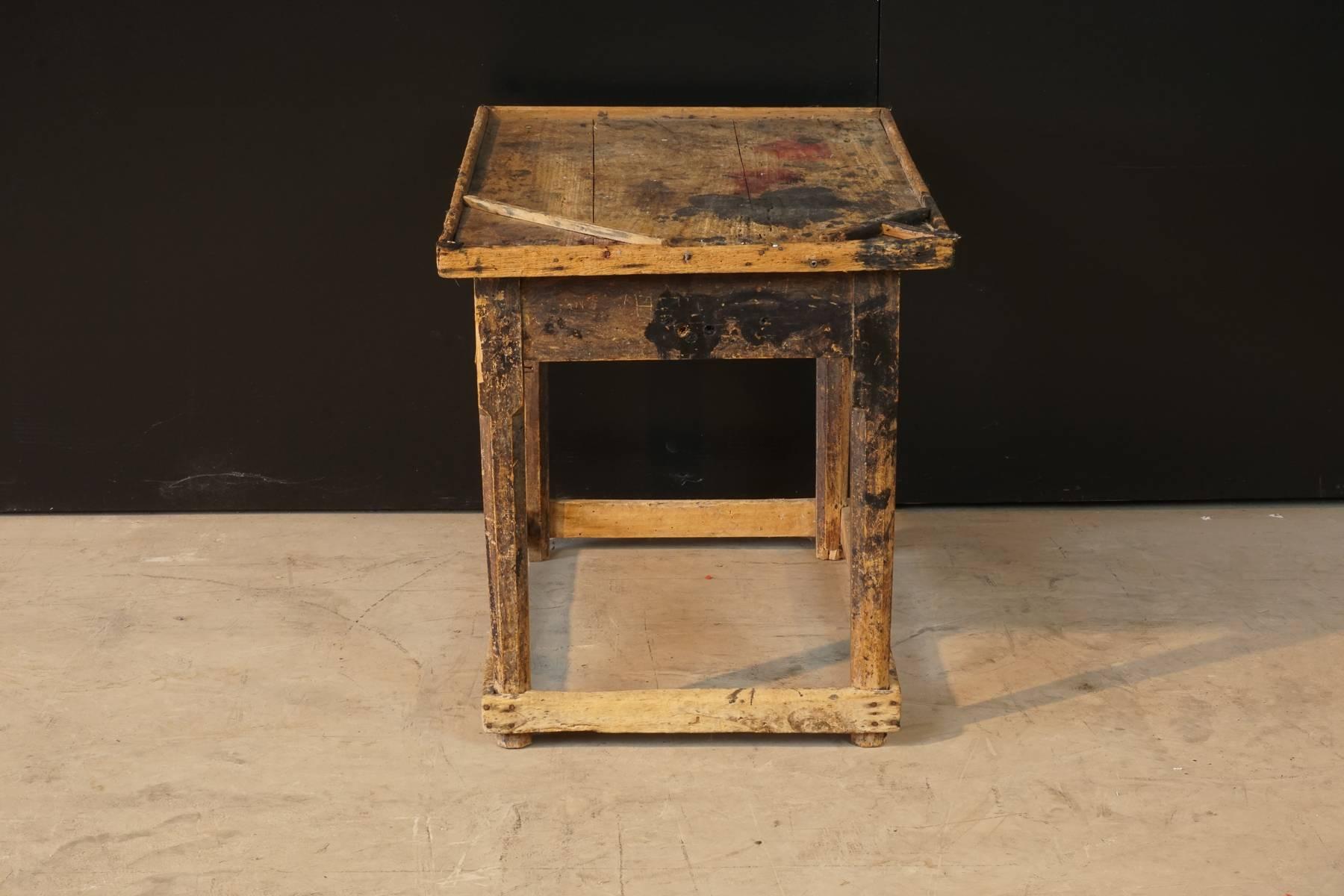 Late 19th Century Primitive Italian Shoe Makers Table