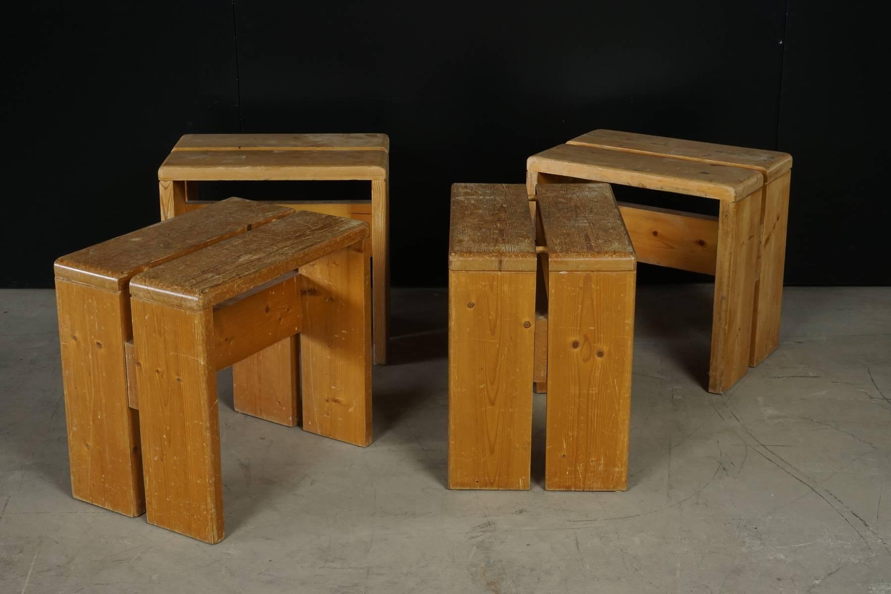 Set of Stools Designed by Charlotte Perriand for Les Arcs, France, circa 1960 In Good Condition In Nashville, TN