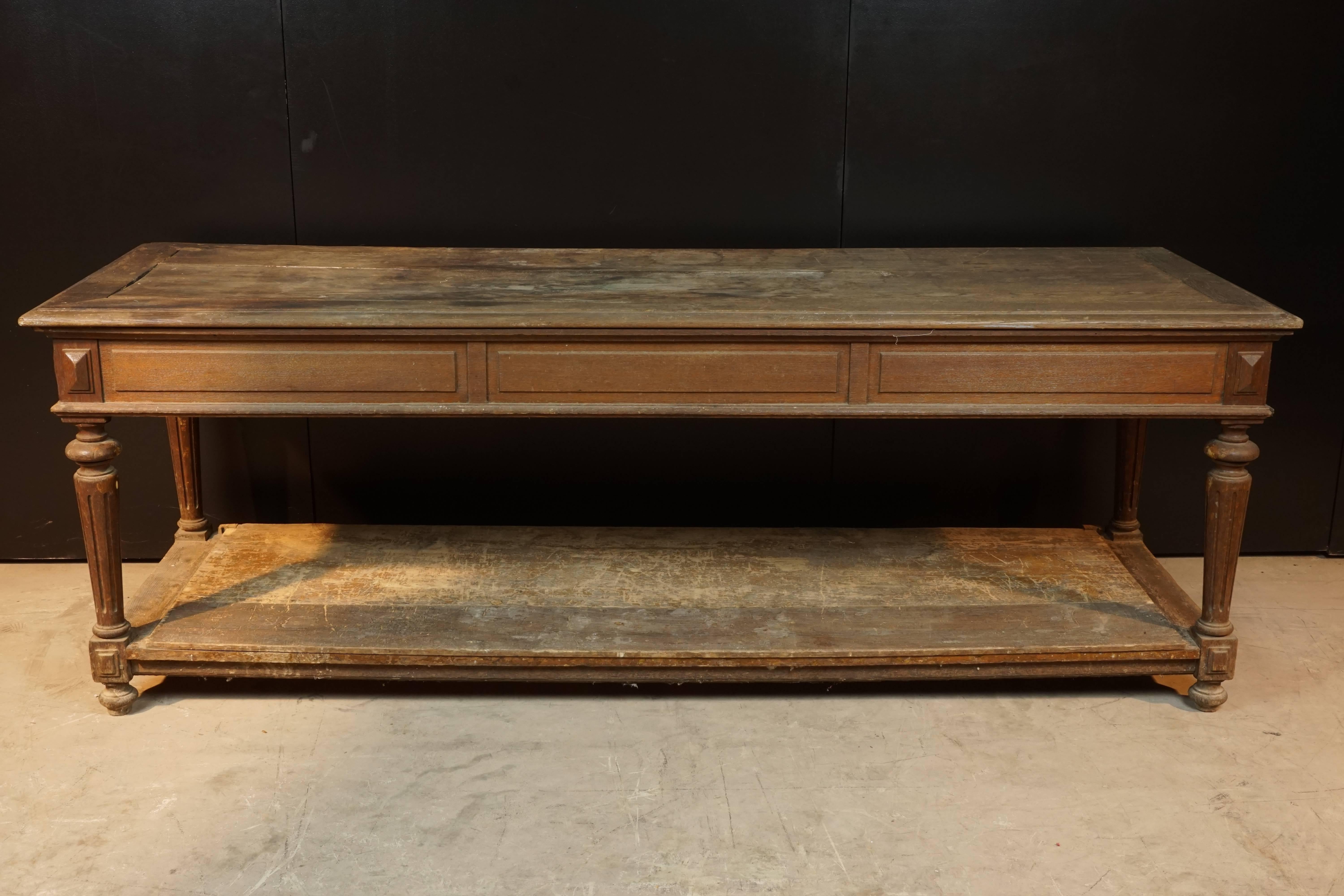 Late 19th Century Early French Draper Table in Oak, circa 1880