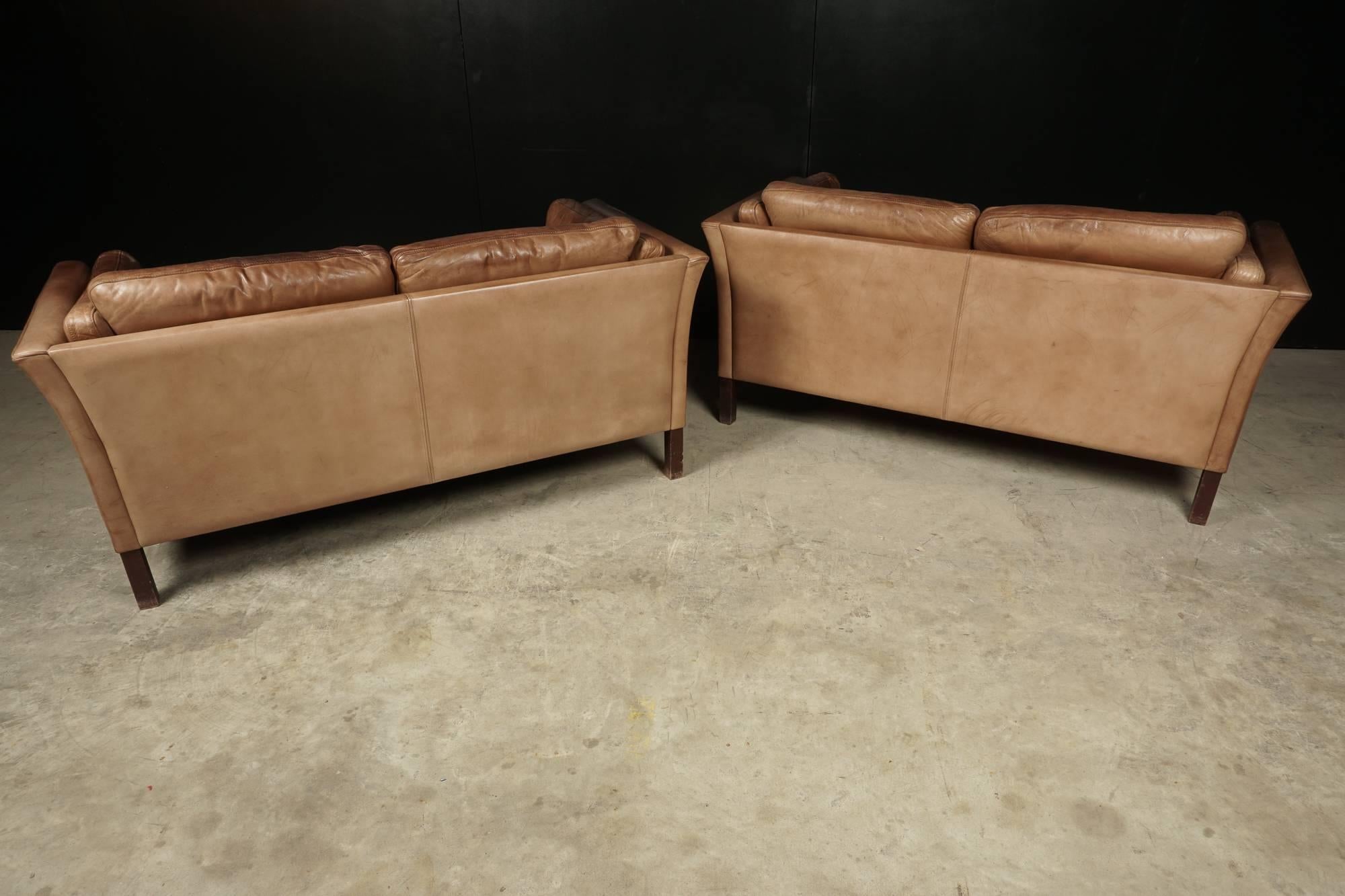 Pair of Two-Seater Leather Sofas from Denmark, circa 1970 2