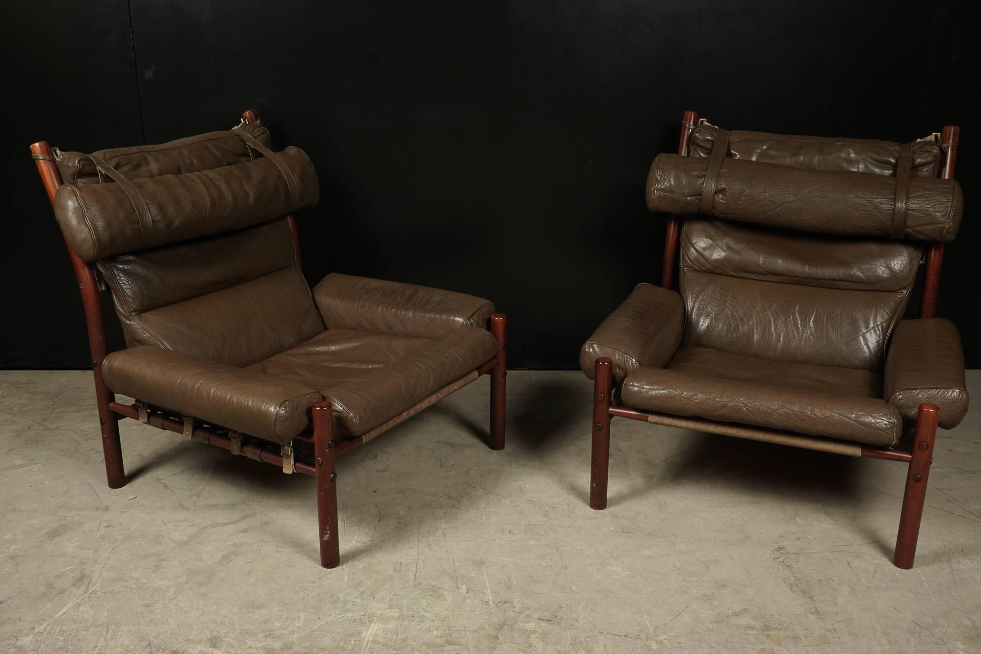 Mid-Century Modern Pair of Lounge Chairs Designed By Arne Norell, Model Inca, circa 1970