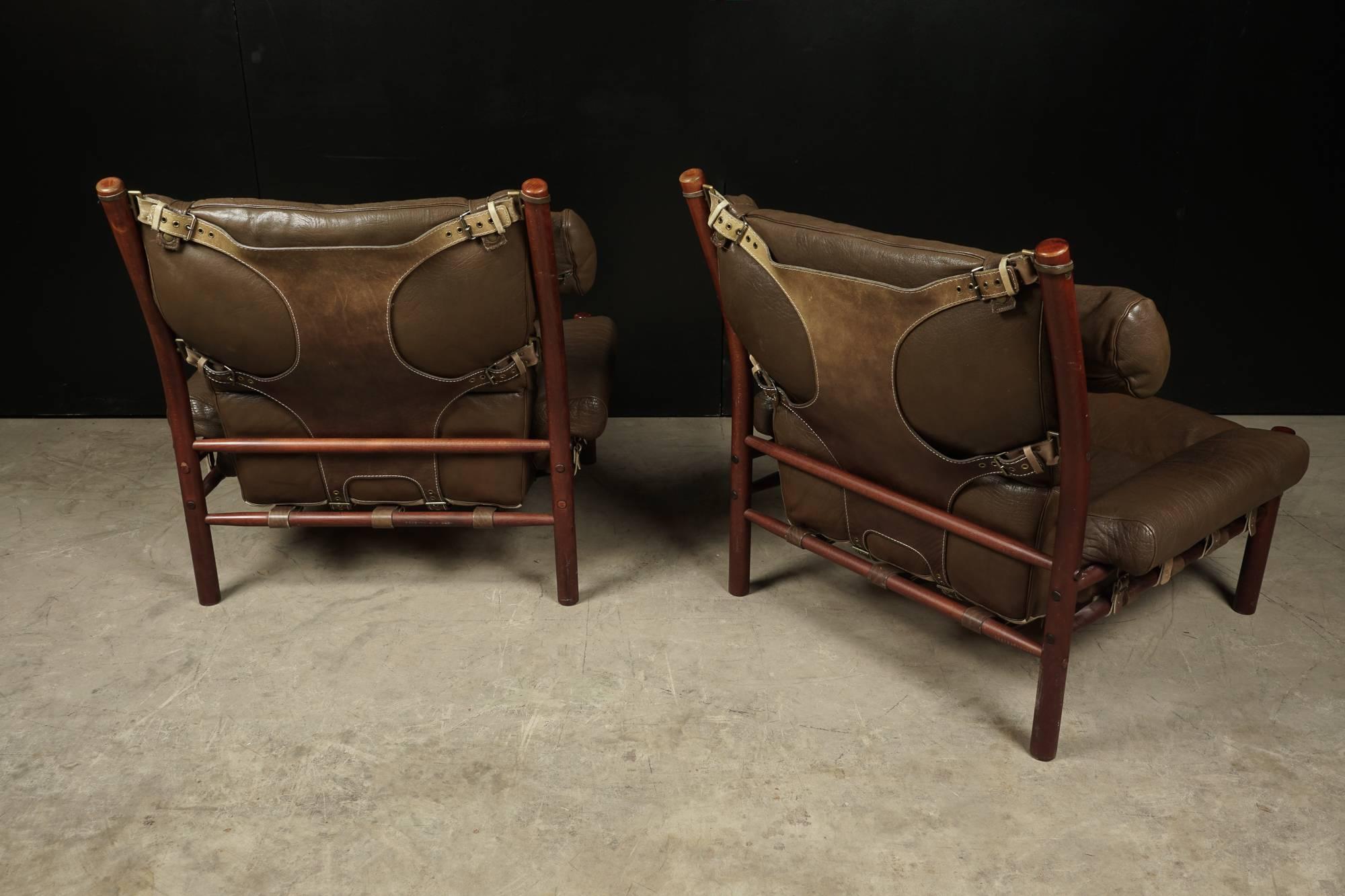 Pair of Lounge Chairs Designed By Arne Norell, Model Inca, circa 1970 In Good Condition In Nashville, TN