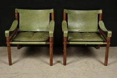 Rare Pair of Arne Norell Lounge Chairs with Table From Sweden, circa 1970