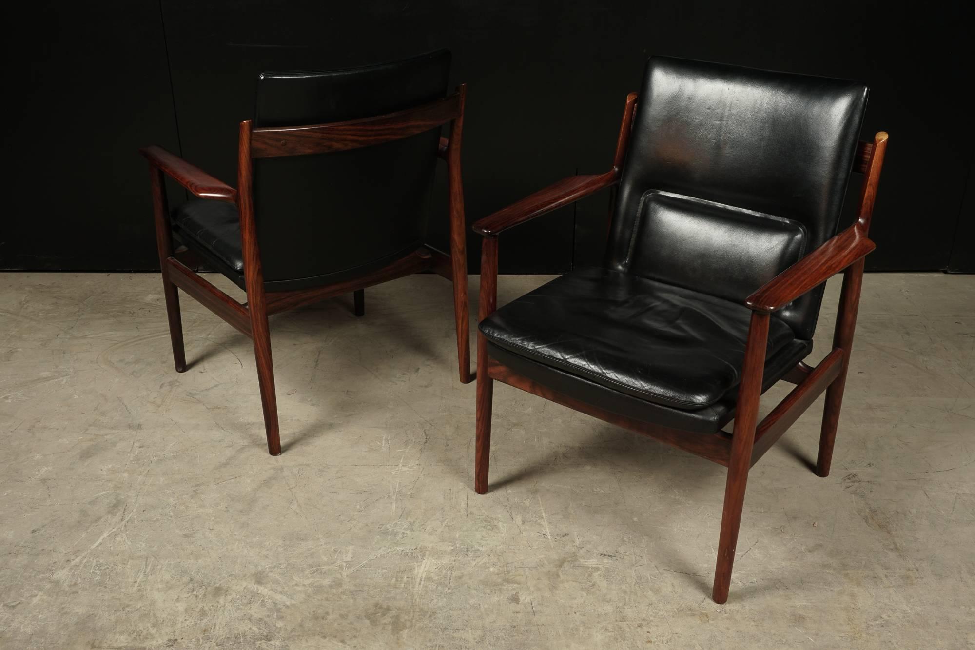 Mid-20th Century Pair of Lounge Chairs From Denmark, Designed by Arne Vodder, circa 1960