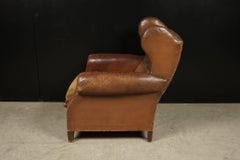 Large Leather Wingback Chair from Denmark, circa 1930