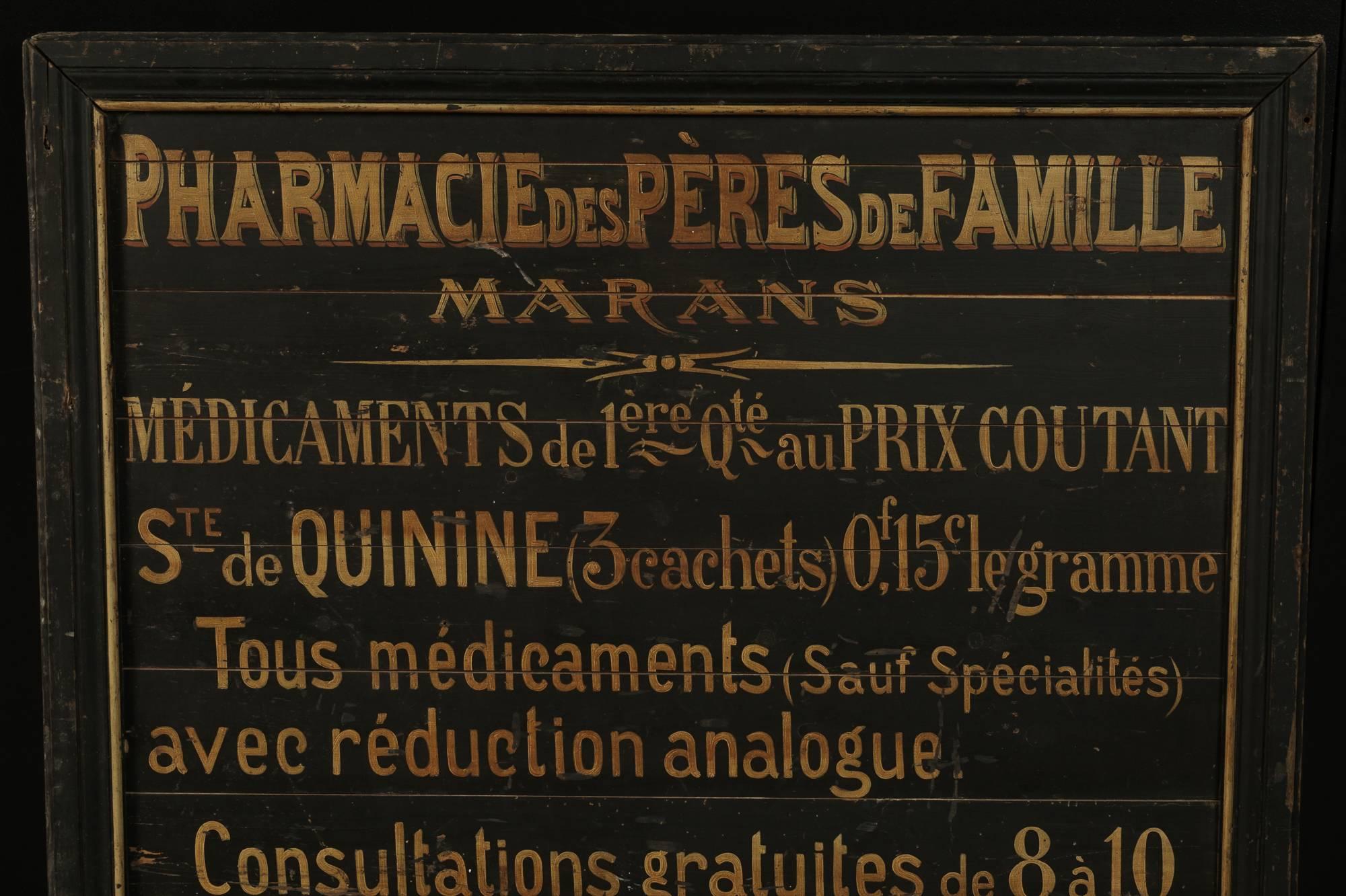 Shop sign from a pharmacy, France, circa 1920. Oil on solid wood panel.