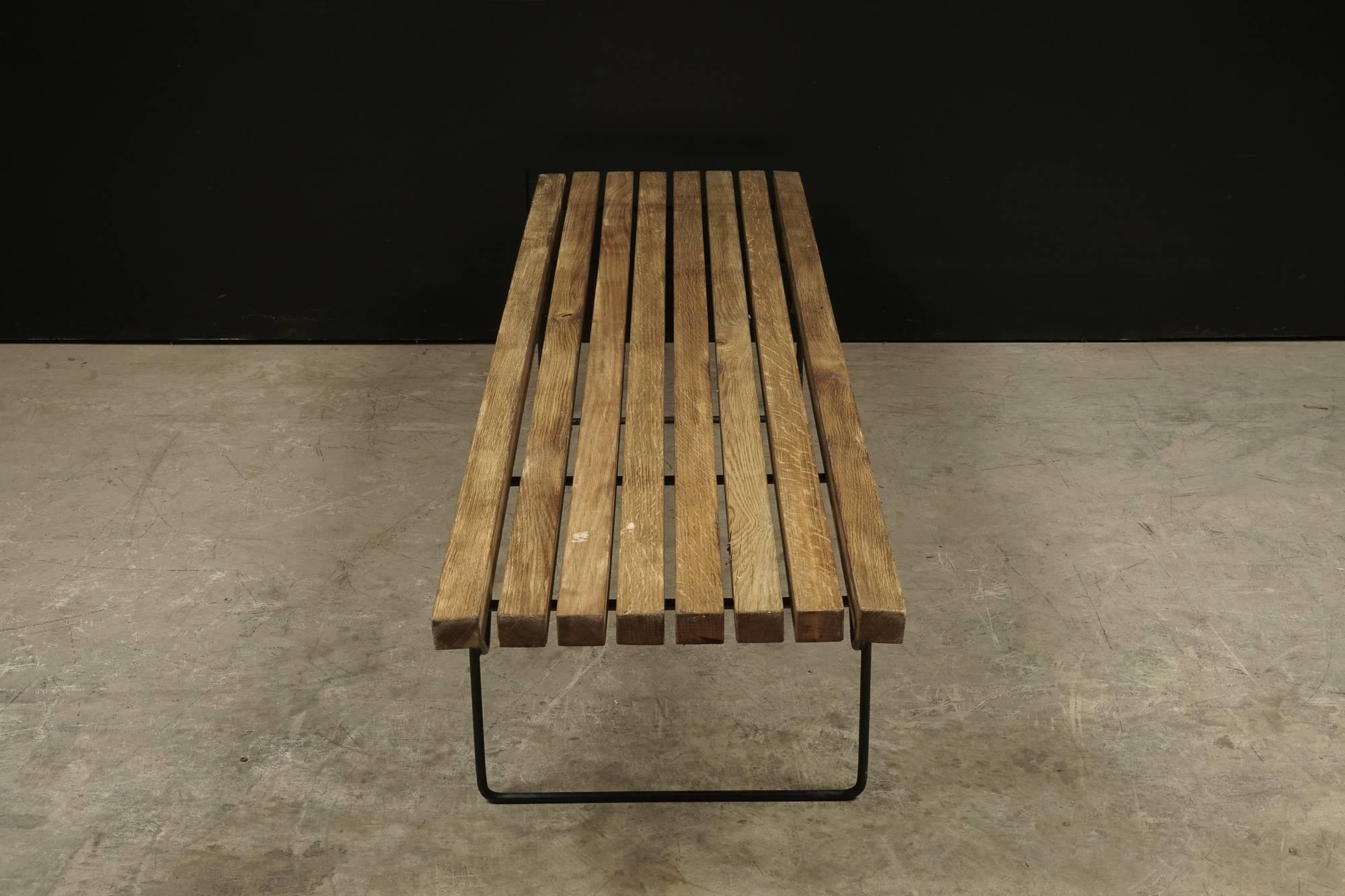 Mid-20th Century Early Harry Bertoia Bench in Oak, Manufactured by Knoll, circa 1950