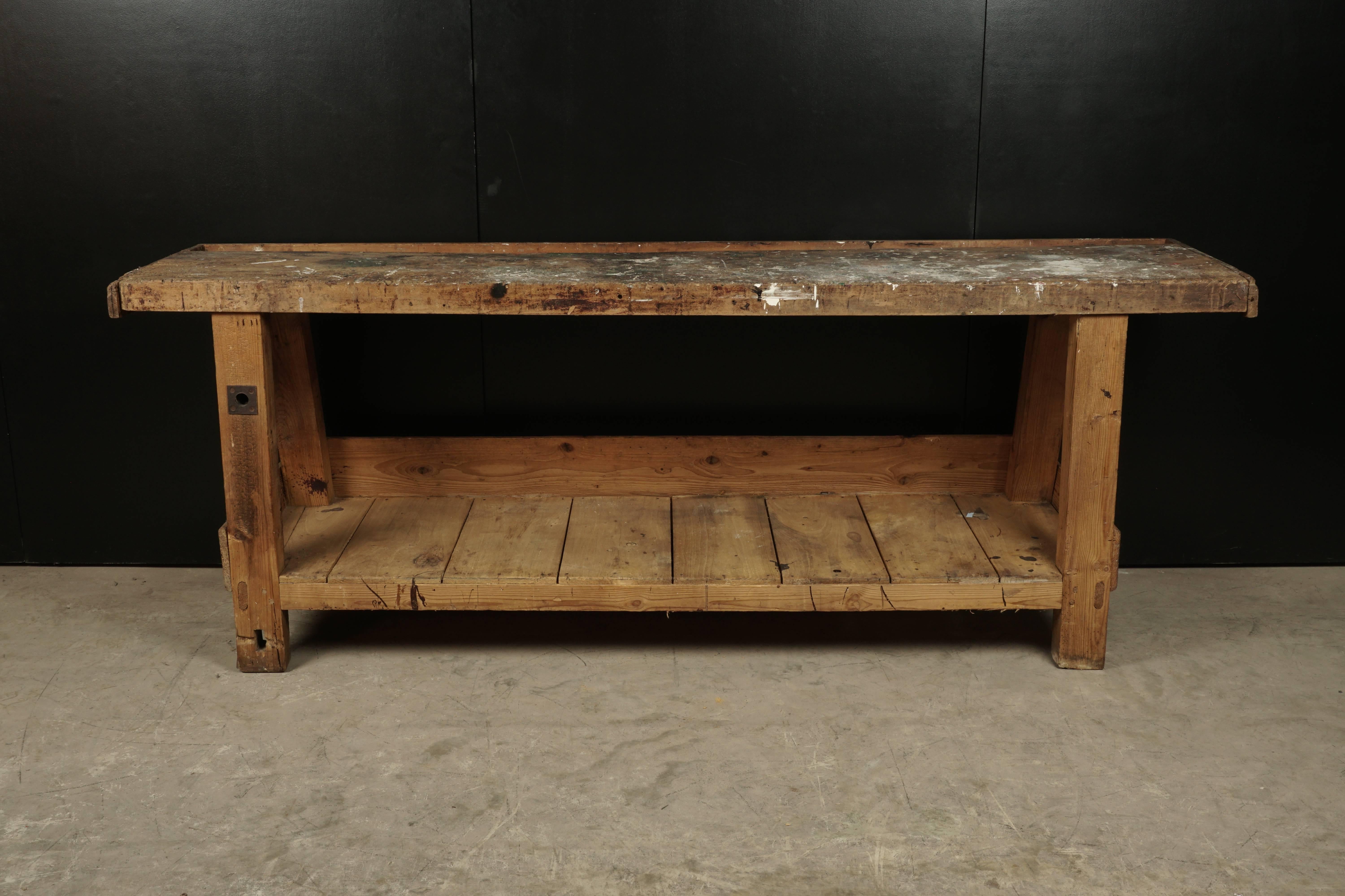 French Work Console, Circa 1940.  Nice original surface with wear.