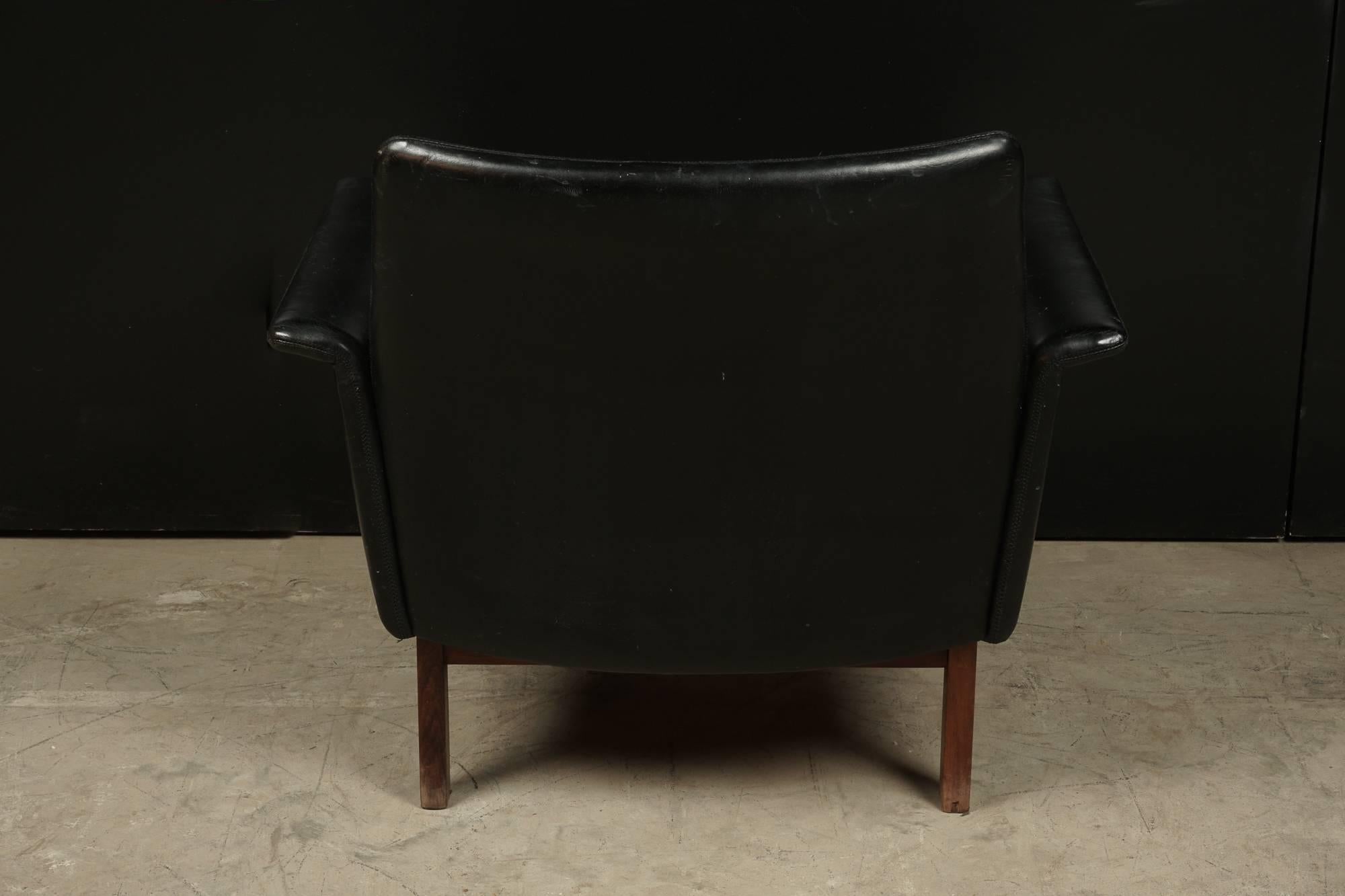 Late 20th Century Mid Century Lounge Chair In Leather From Denmark, Circa 1970