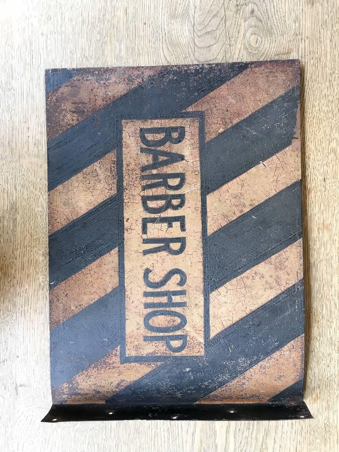 Early 20th Century Metal Barber Shop Sign