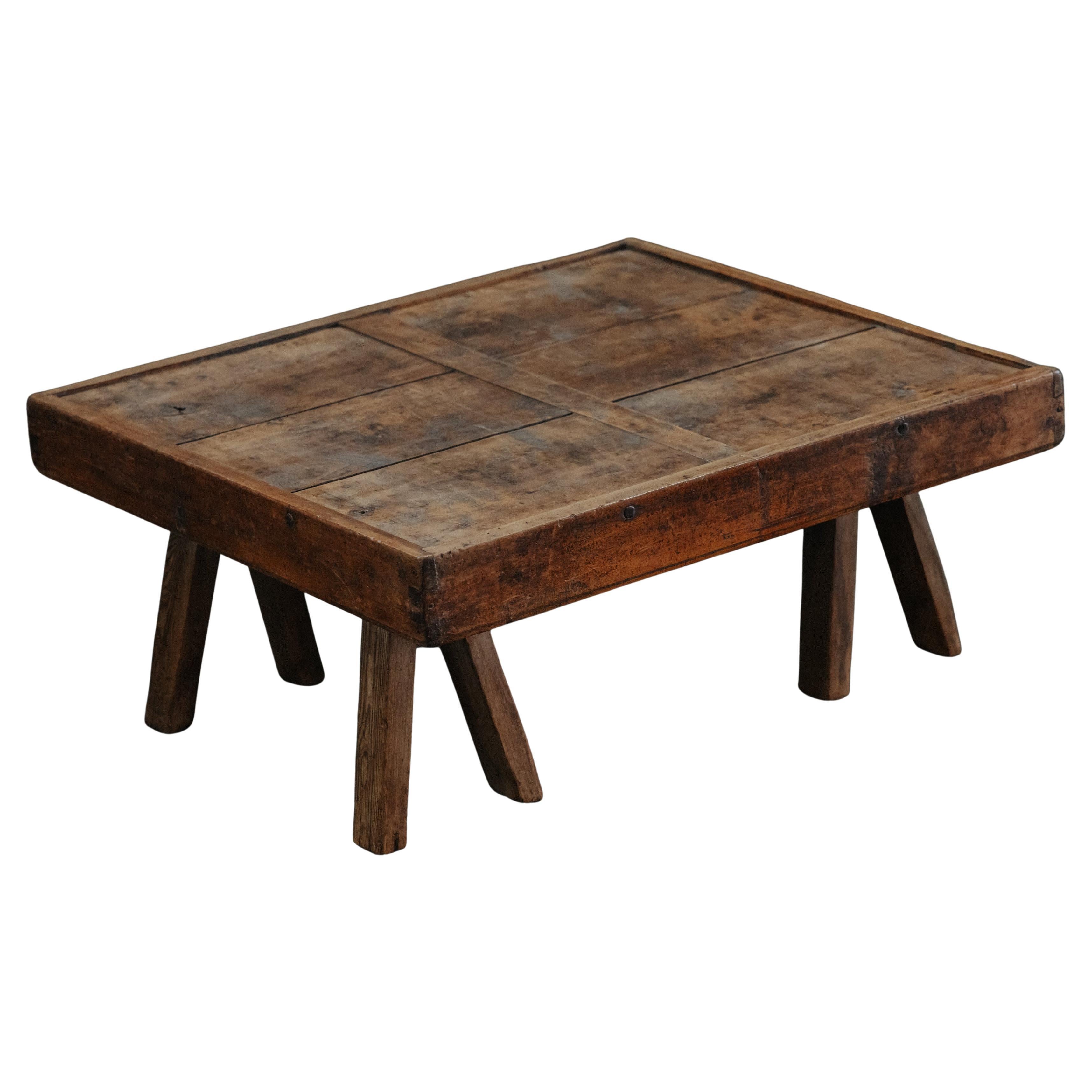 Primitive Low Walnut Coffee Table From France, Circa 1900 For Sale
