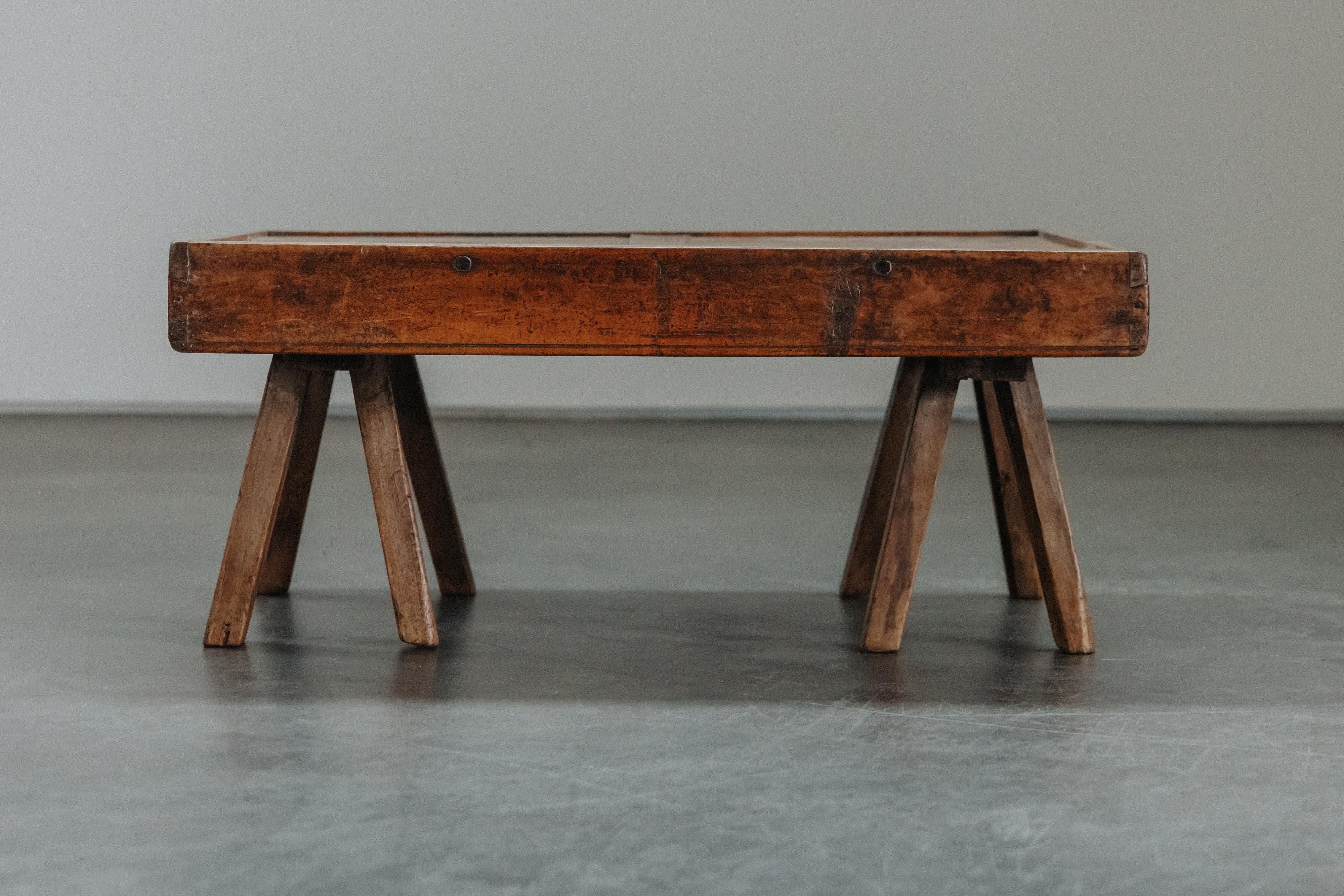 European Primitive Low Walnut Coffee Table From France, Circa 1900 For Sale