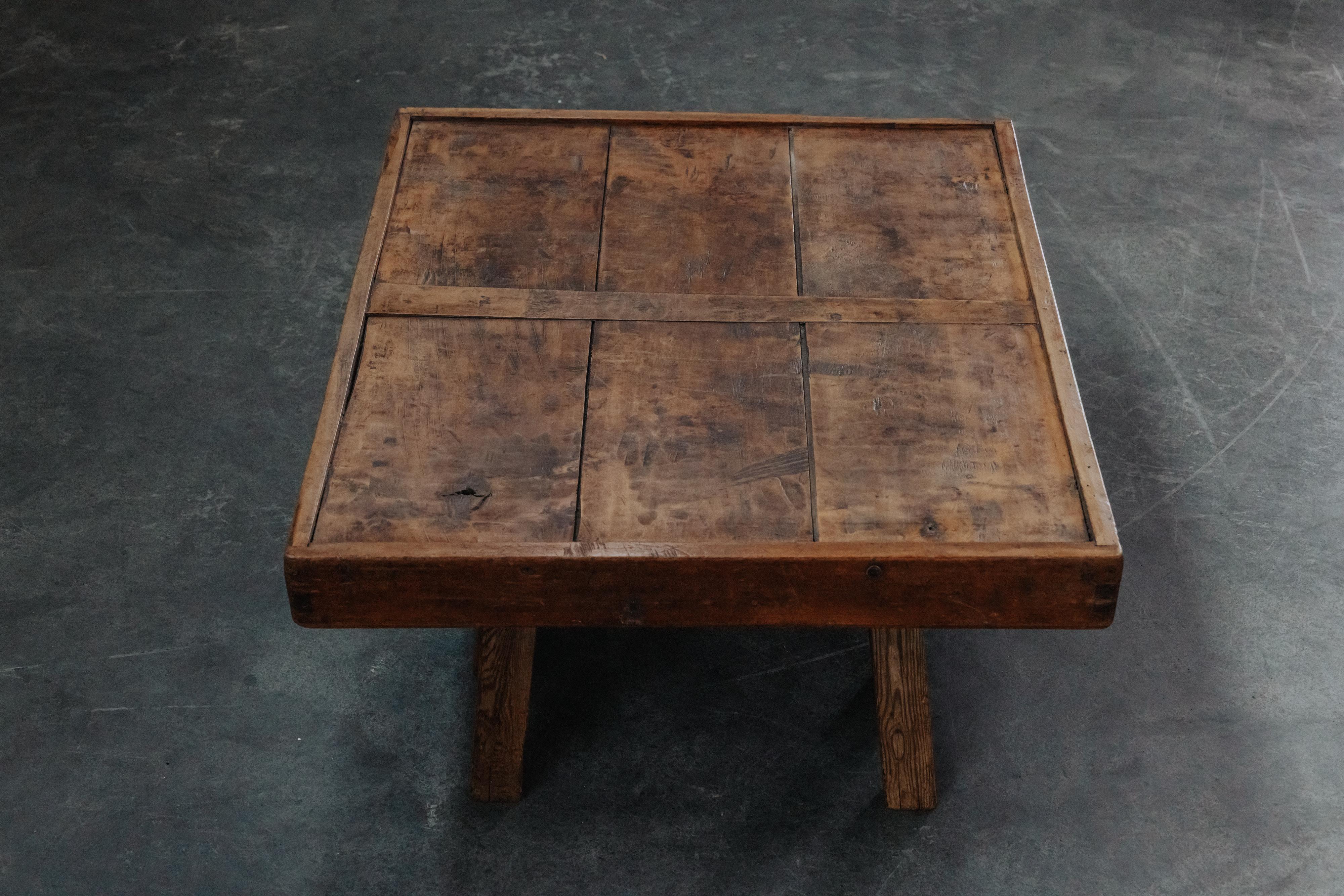 Primitive Low Walnut Coffee Table From France, Circa 1900 For Sale 1