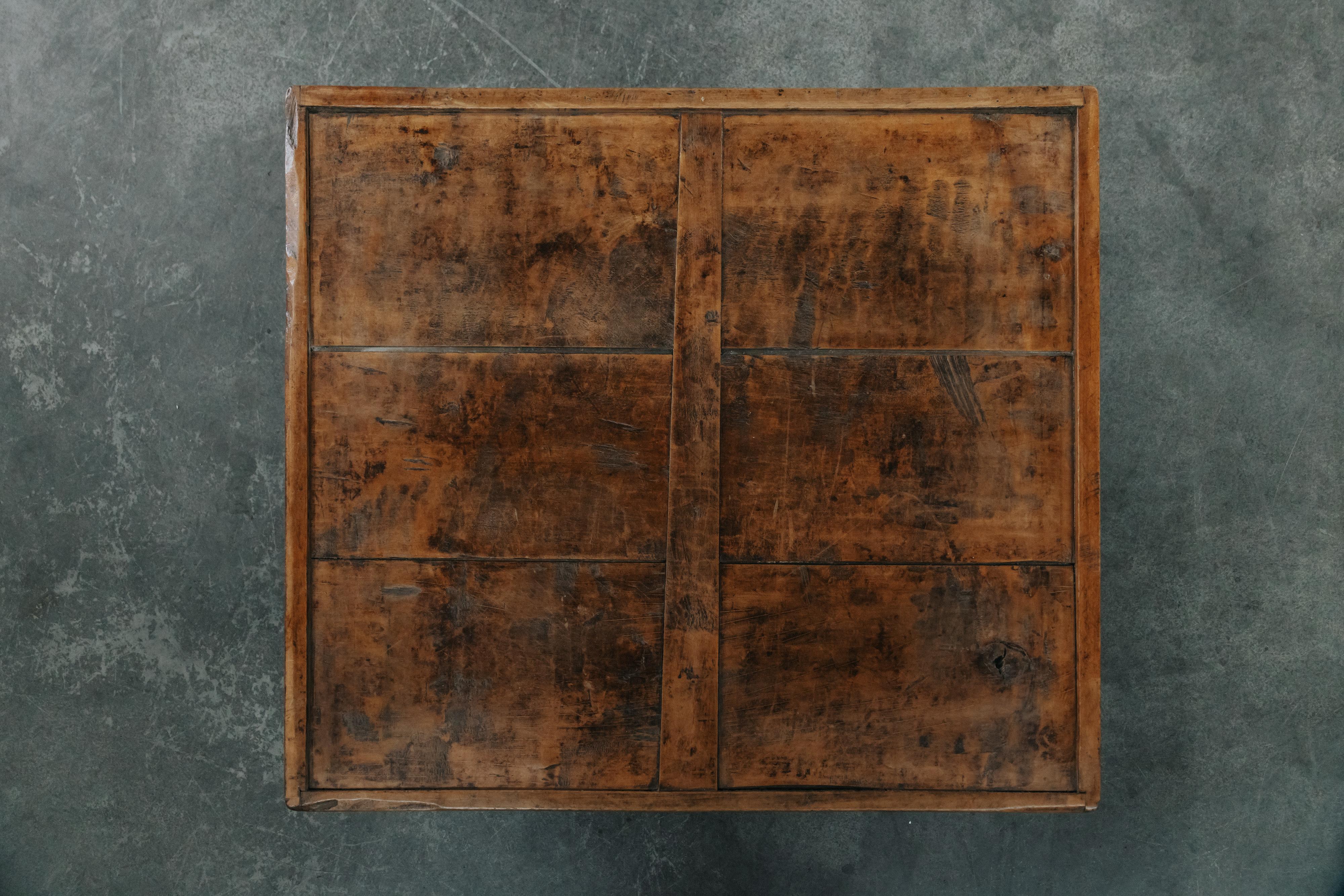 Early 20th Century Primitive Low Walnut Coffee Table From France, Circa 1900 For Sale
