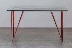 Vintage Metal and Glass Dining Table From Italy, Circa 1960