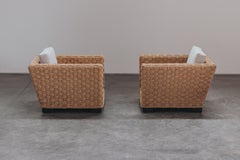 Vintage pair Of Woven Lounge Chairs From France, Circa 1970