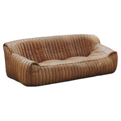 Vintage Leather Ligne Roset Cinna Sofa From France, Circa 1970