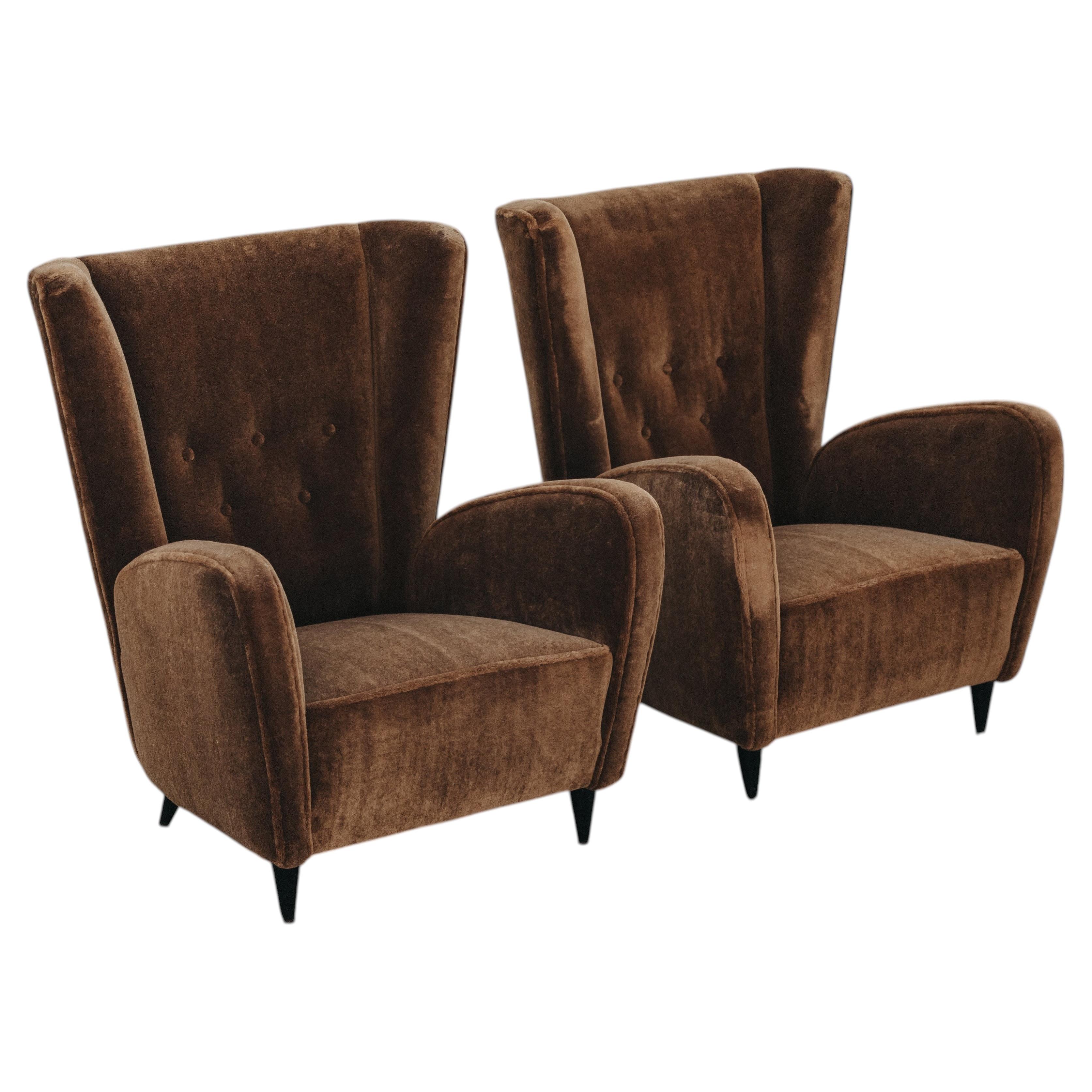 Par de sillones vintage de Gio Ponti, de Italia, de alrededor de 1960 en venta
