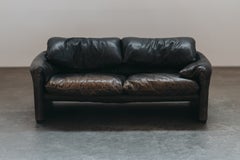 Vintage Maralunga Leather Sofa by Vico Magistretti for Cassina, Italy 1970s