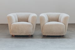 Vintage Pair Of Shearling Cabinetmaker Lounge Chairs From Denmark, 1960s