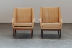 Vintage Pair Of Erik Kolling Andersen Leather Lounge Chairs From Denmark, 1970s