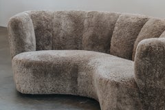 Large Vintage Shearling Cabinetmaker Sofa From Denmark, Circa 1960