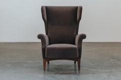 Vintage Velvet Wingback Cabinetmaker Chair From Denmark, Circa 1960