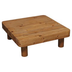 Mesa de centro vintage de pino macizo de Francia, de alrededor de 1960