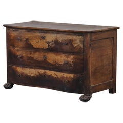 Cómoda antigua de tres cajones de madera de nogal, procedente de Francia, circa 1850