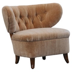 Vintage Mohair Otto Schultz Lounge Chair From Sweden, Circa 1950