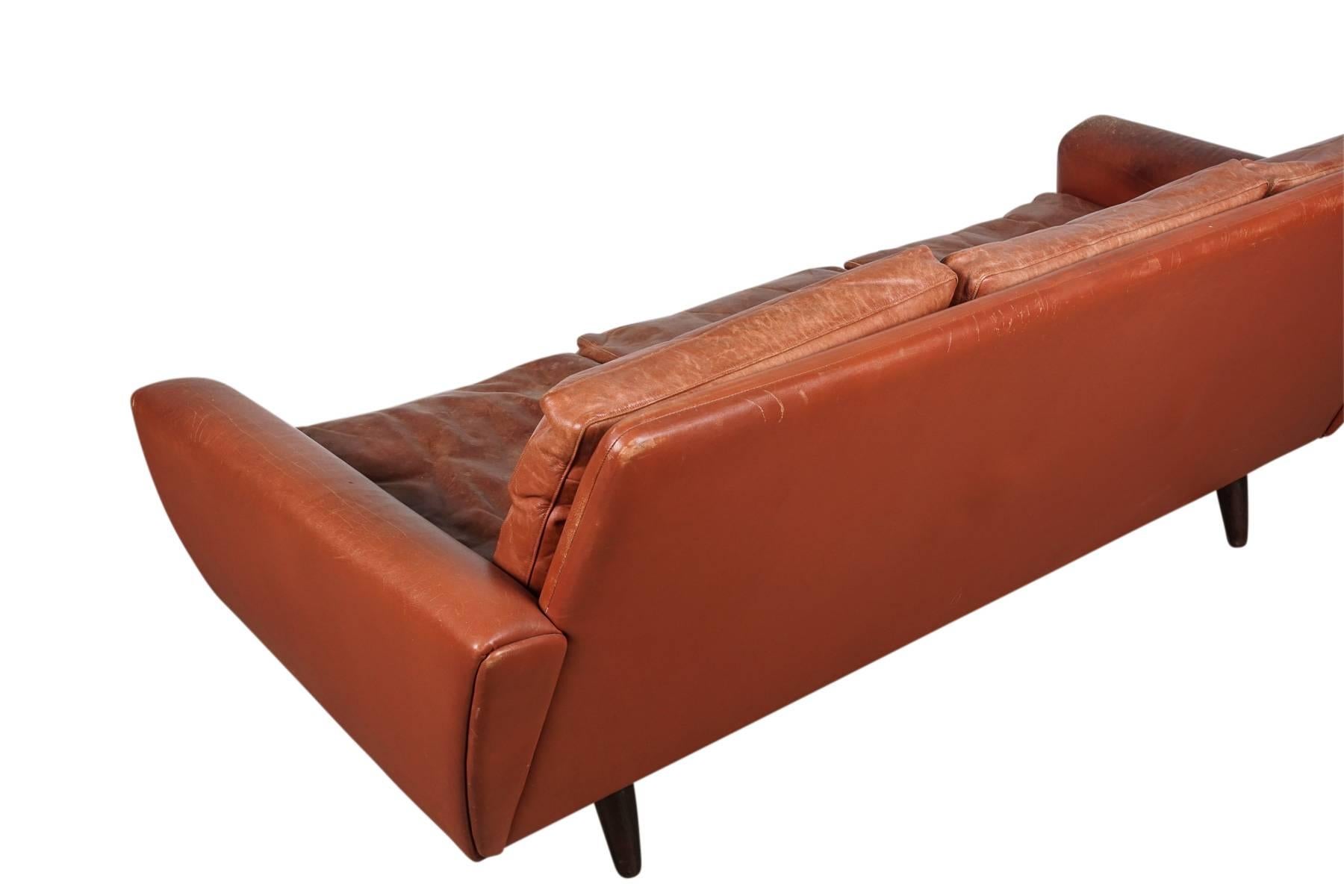 Late 20th Century Danish Mid-Century Sofa in Red Leather Designed by Georg Thams