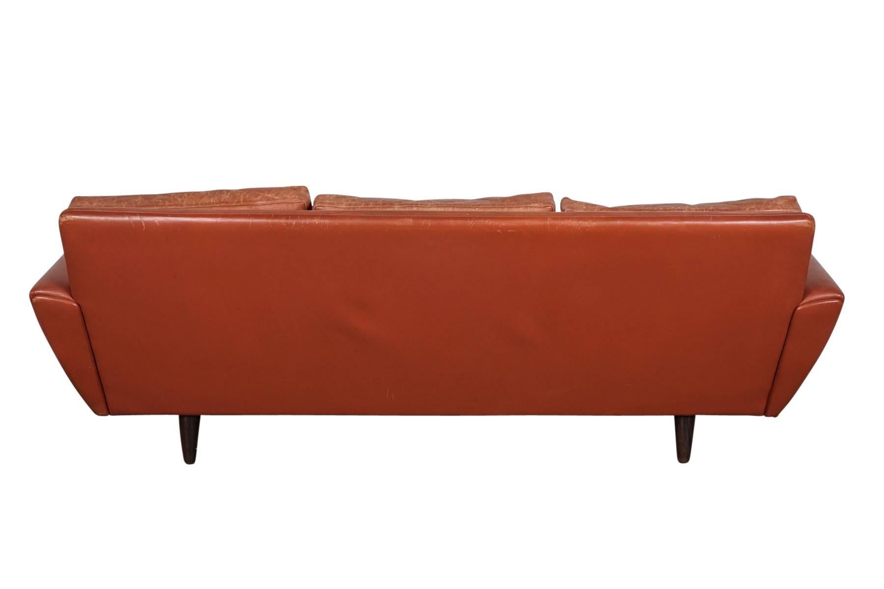Danish Mid-Century Sofa in Red Leather Designed by Georg Thams 1