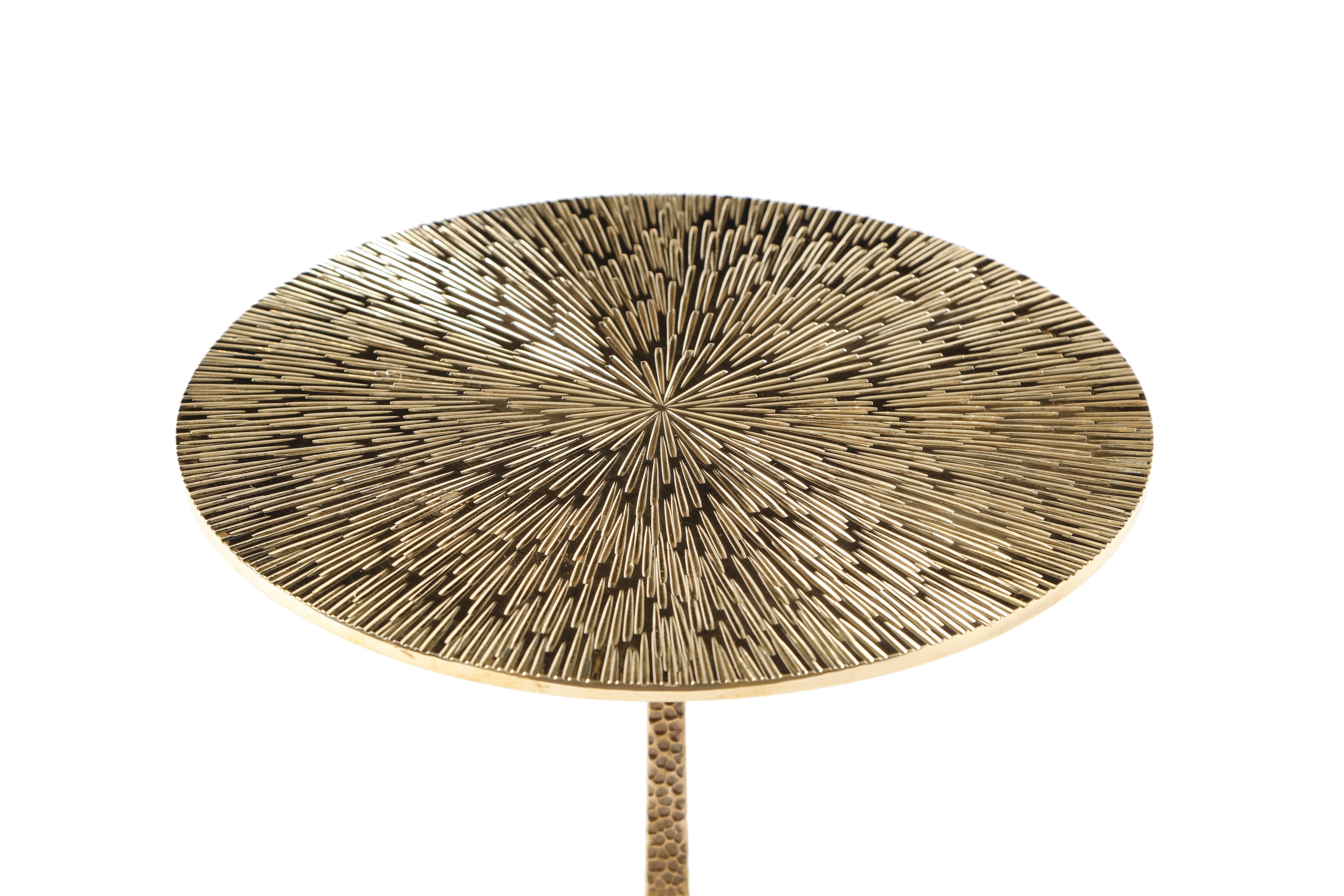 Hammered UPAYA CIRCLE Side Table - Polished and Patinated Bronze - by Studio Gallet 
