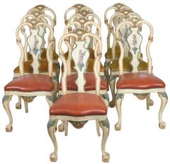 Set of Ten Italian Hand-Painted Chairs