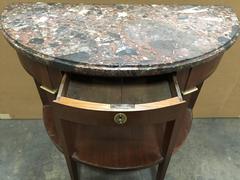 Period Louis XVI Demilune Console Table in Mahogany with a Single Drawer