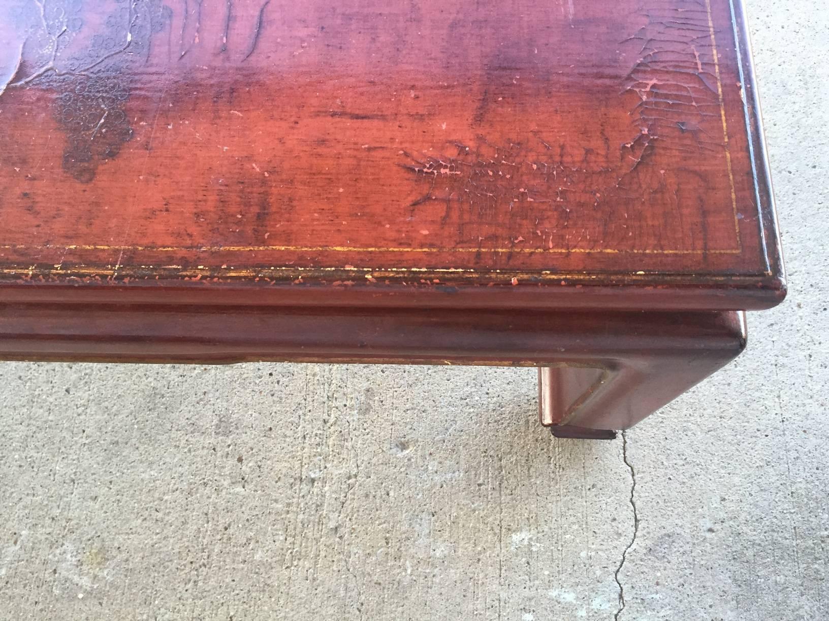 20th Century Mid-Century Red Lacquer Chinese Style Coffee Table