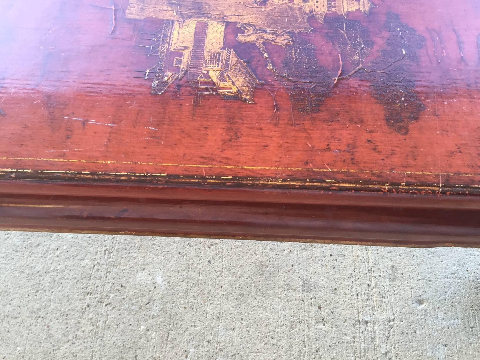 Mid-Century Red Lacquer Chinese Style Coffee Table 1