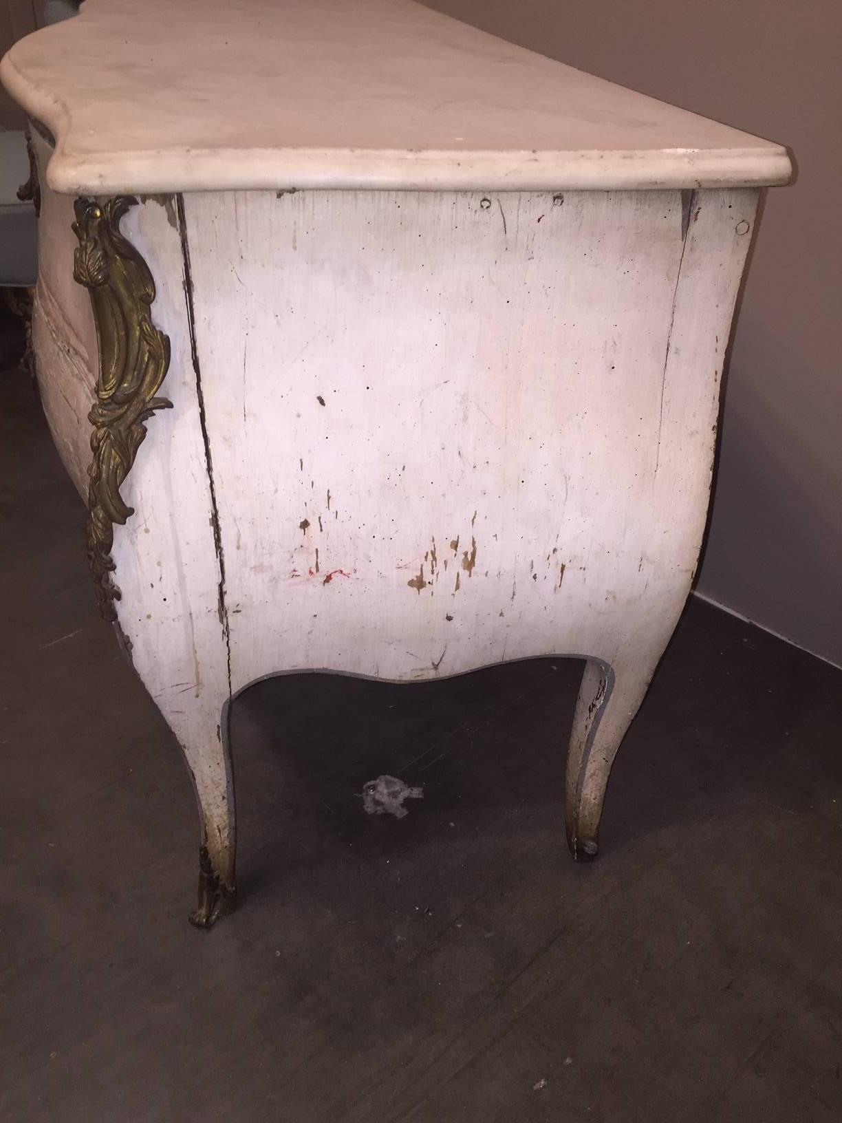 19th Century Continental Bombe Commode with Marble Top 1