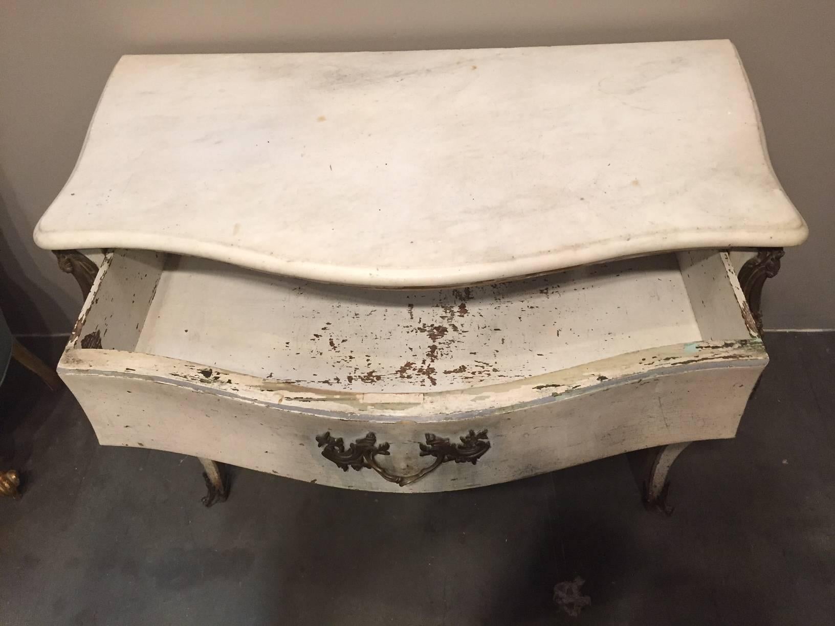 19th Century Continental Bombe Commode with Marble Top In Good Condition In Nashville, TN