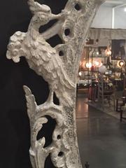 White Washed over Silver Leaf Carved Oval Mirror