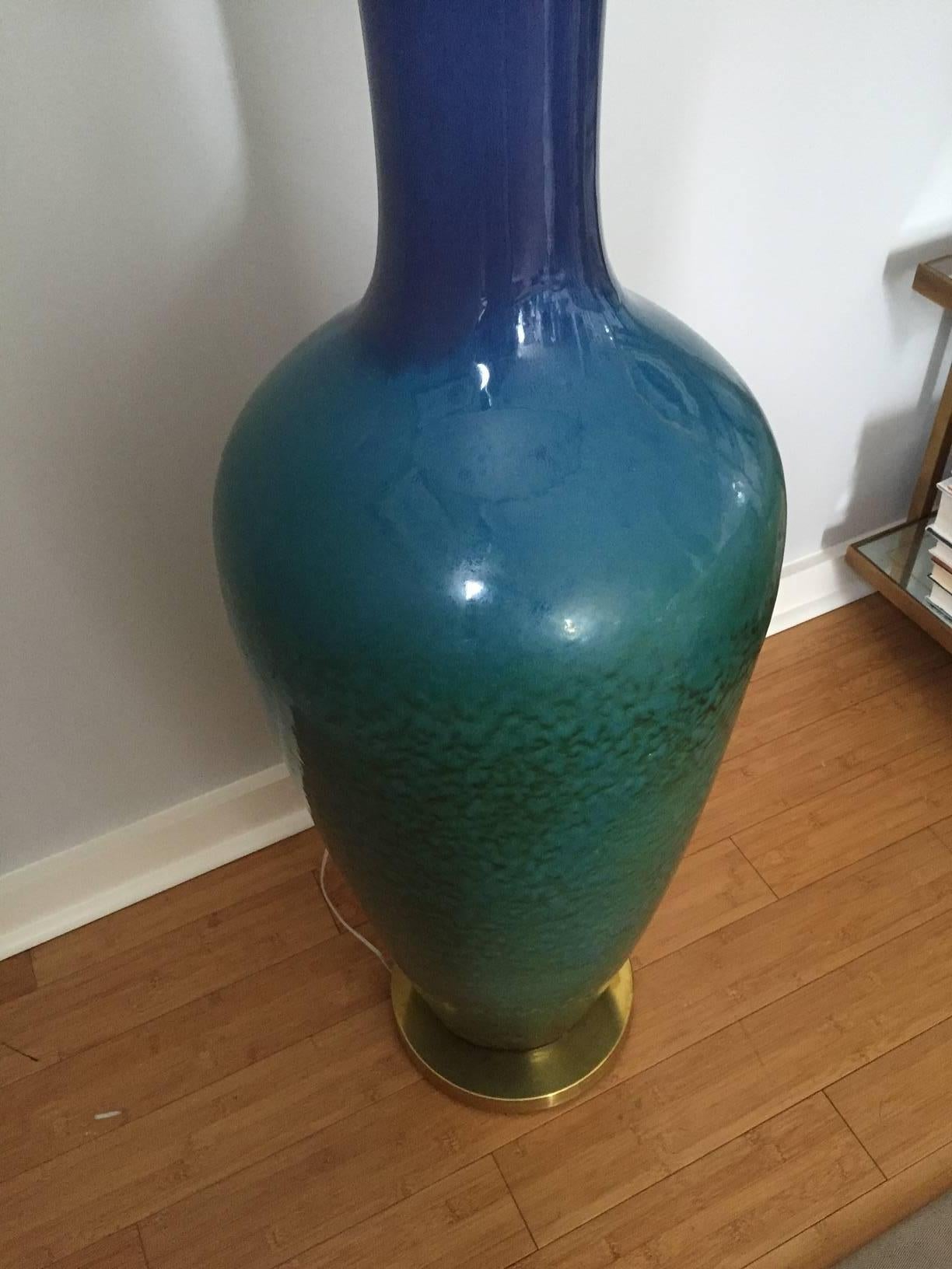 Other Large Vintage Glazed Pottery Floor Lamp For Sale