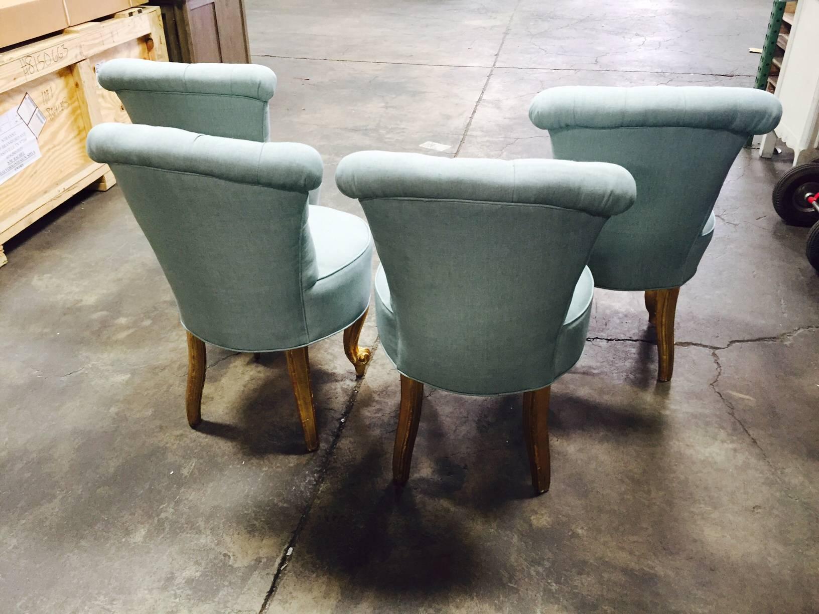 Late 19th Century Set of Four Petite Italian Tufted Side Chairs For Sale