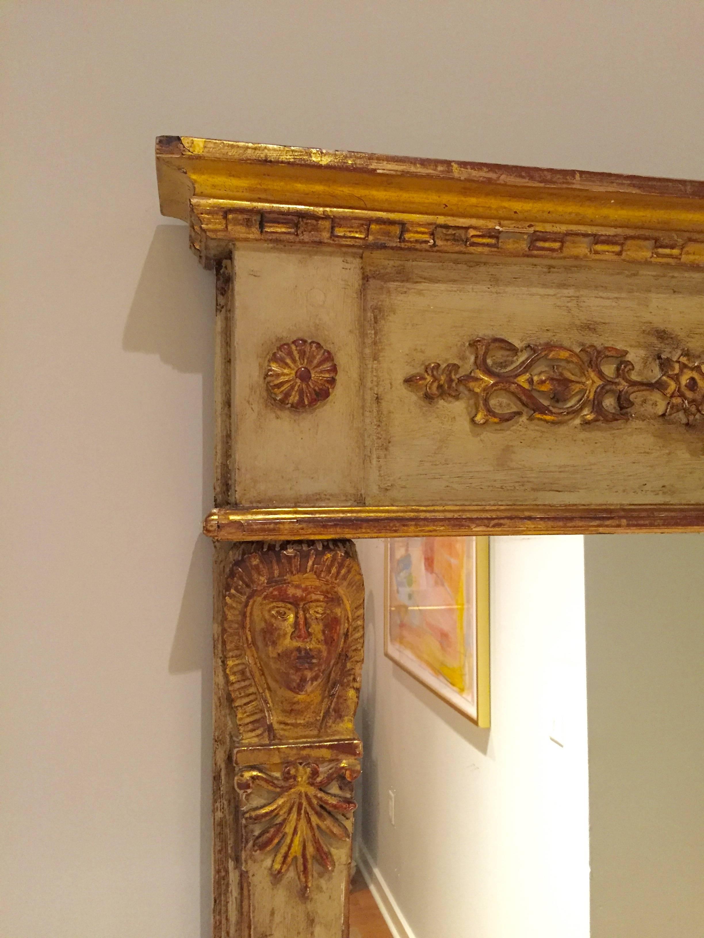 French Empire Style Carved and Parcel-Gilt Mirror In Good Condition For Sale In Nashville, TN